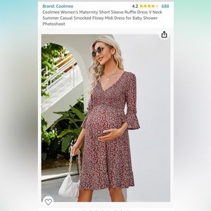 Coolmee Women's Maternity Short Sleeve Ruffle Dress